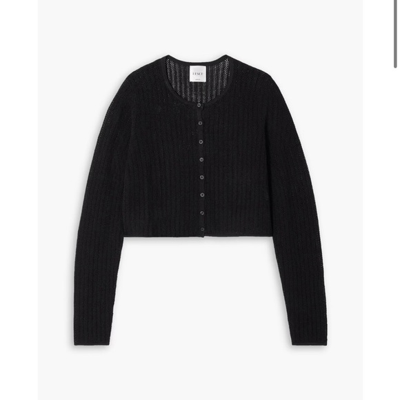LESET Jasmine cropped pointelle-knit cardigan - Picture 1 of 3